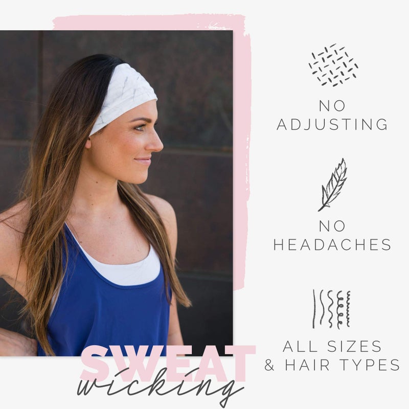 Maven Thread Granite, Women's Workout Headbands, 4" Thick Non Slip Sweatbands for Women, Wide Headbands for Women, Sports Running Headband for Exercise, Gym hairband Athletic Workouts and Yoga 2Pack - Image 4